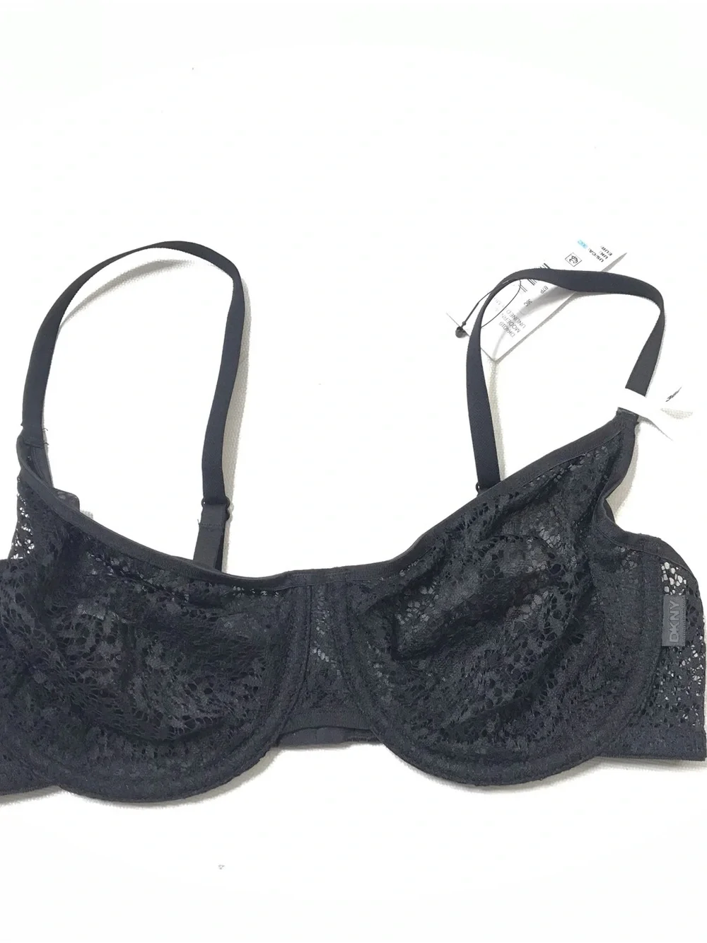 Dkny Women's Modern Lace Sheer Unlined Demi Bra Size 36C Black Underwire New